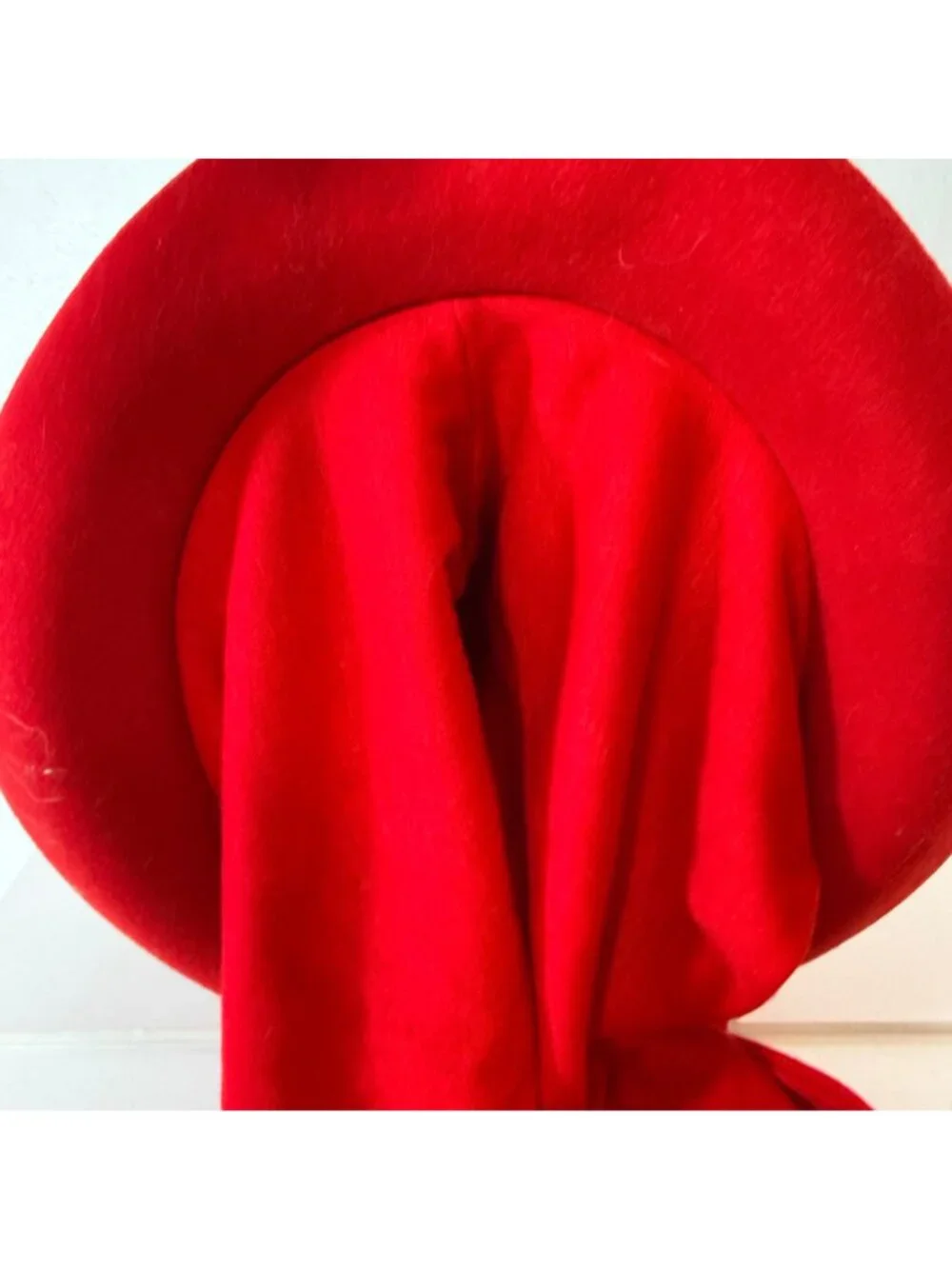Red DoeSkin Wool Felt Church Hat VTG Scarf Tie Cloche by Bollman USA Millinery